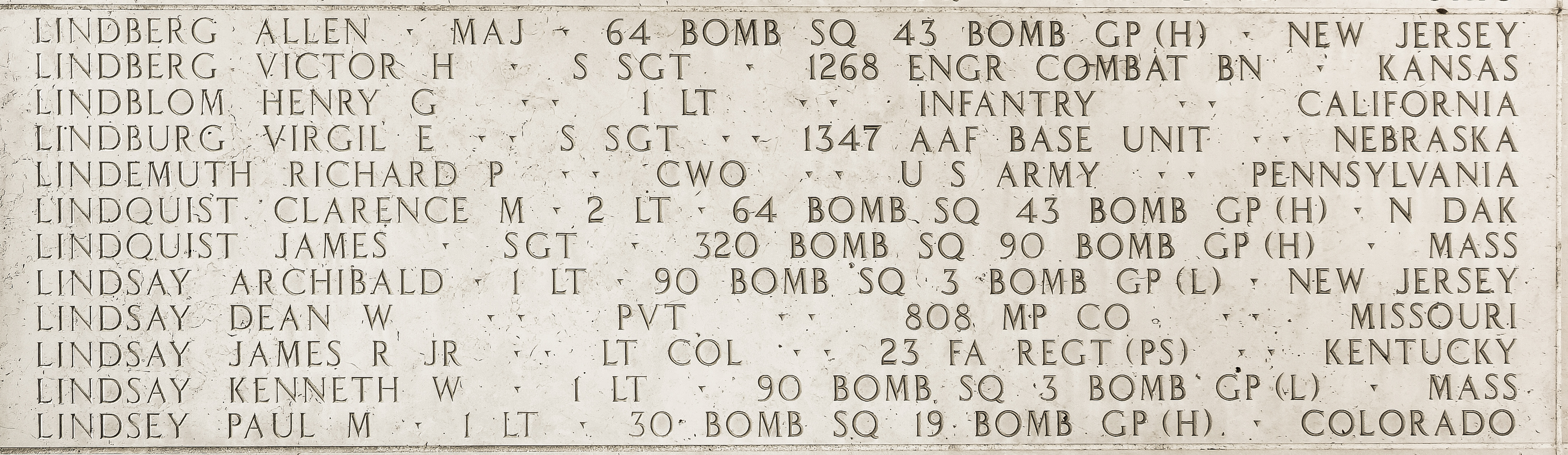 Clarence M. Lindquist, Second Lieutenant